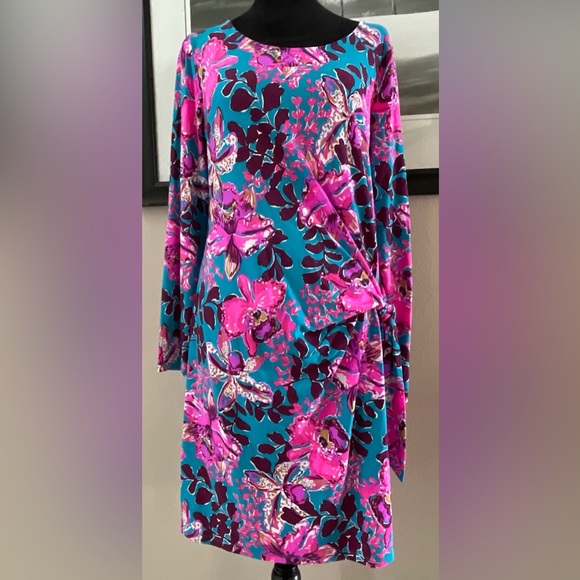 NWOT LILLY PULITZER SIZE LARGE BRYSON DRESS *ORCHID YOU NOT* BLUE RHAPSODY - Picture 5 of 10
